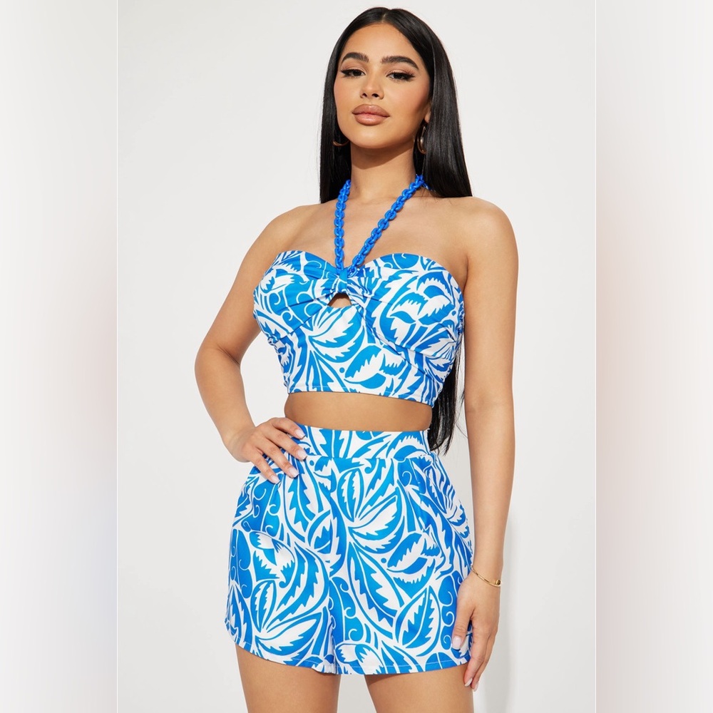 2 piece halter top & shorts set from Fashionnova